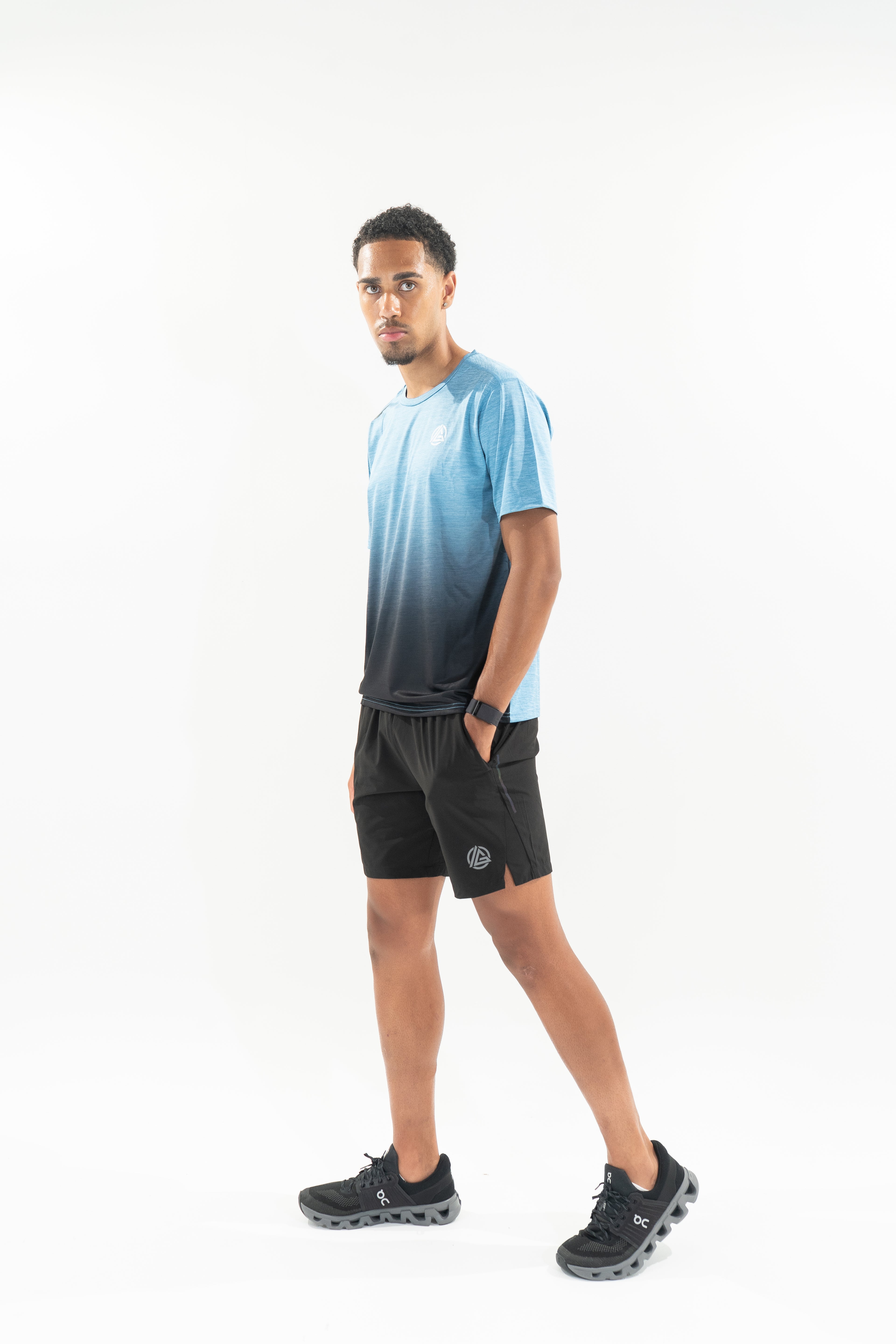 Gradient Performance T-Shirt - Sky Blue/Black